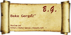 Beke Gergő névjegykártya